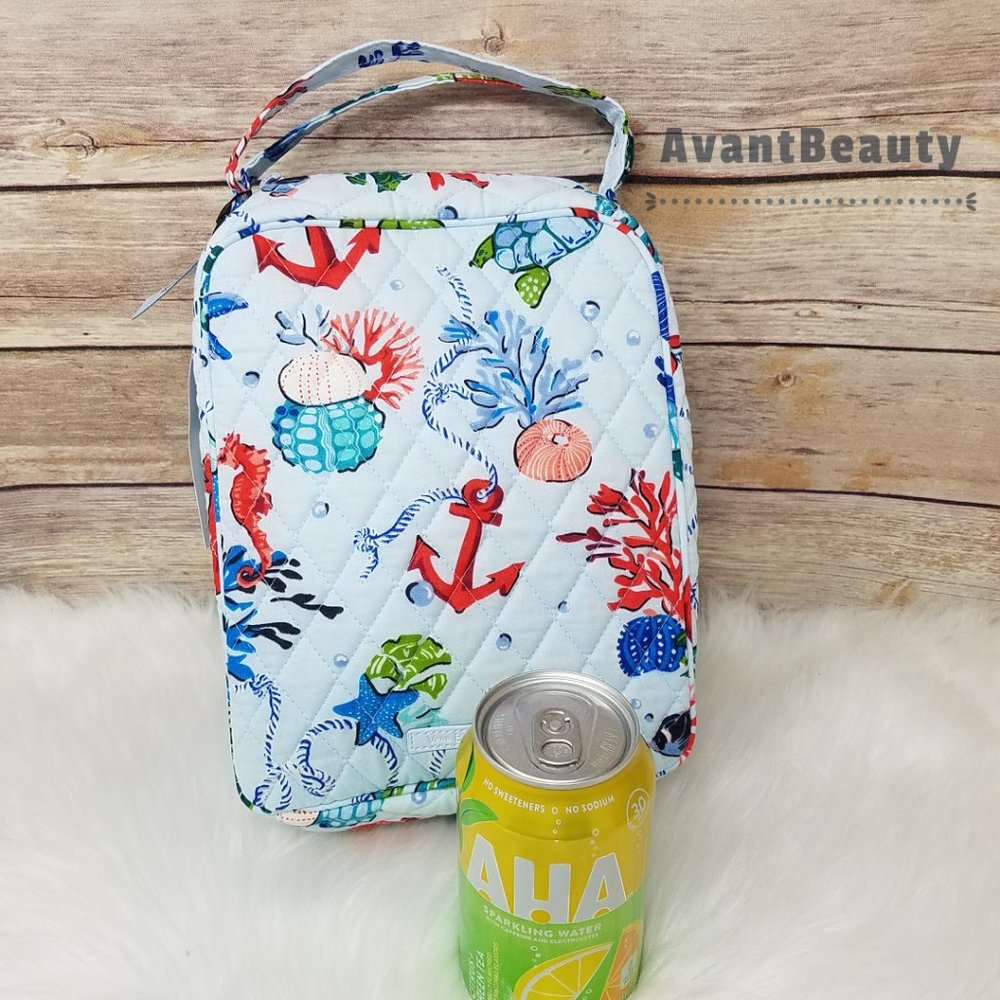 Vera Bradley Large Essential Backpack Anchors Aweigh Lunch Bunch Set Cotton Blue - Picture 7 of 16